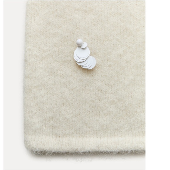 Zara Sequin embroidered Alpaca Blend Knit Pencil Midi Skirt Ecru white S NWT - Picture 13 of 14